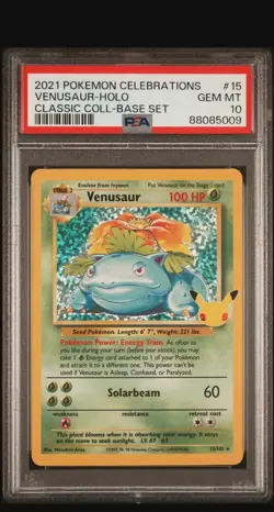 2021 Pokemon SWSH Celebrations Classic Collection Holo Venusaur #15 PSA 10 GEM - Image 2