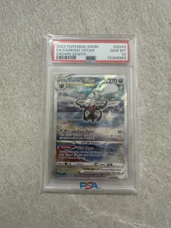 2023 POKEMON SWORD & SHIELD CROWN ZENITH #GG50 FULL ART/DARKRAI VSTAR PSA 10 - Image 1