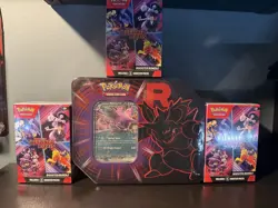 Pokemon Destined Rivals Collectors Tin And Three Booster Bundles Lot - Image 1