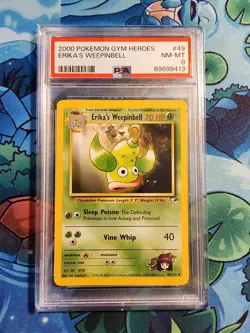 Pokemon TCG Erika's Weepinbell Gym Heroes 49/132 Unlimited PSA 8 Pop 10 - Image 1