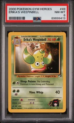 Pokemon TCG Erika's Weepinbell Gym Heroes 49/132 Unlimited PSA 8 Pop 10 - Image 2