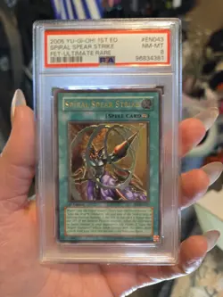 2005 Yu-Gi-Oh! 1st Edition FET Ultimate Rare #EN043 Spiral Spear Strike PSA 8 - Image 1