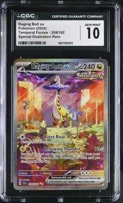 Raging Bolt ex CGC 10 SIR 208/162 Temporal Forces Pokemon Card 2024 TEF Gem Mint - Image 1