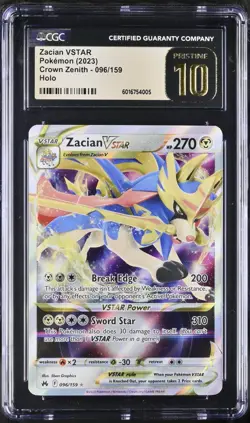 CGC PRISTINE 10 ZACIAN VSTAR 096/159 Crown Zenith Graded Pokemon Card - Image 1