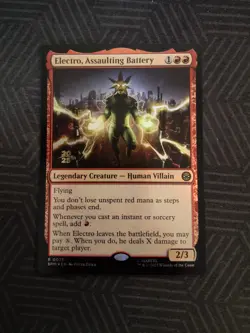 mtg electro, assaulting battery foil promo universes beyond: spider man - Image 1