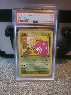 PSA 5 Pokemon 2000 1st Edition Team Rocket Koffing #58 - Image 1