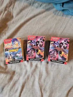 LOT OF 2 Pokemon TCG Destined Rivals And 1 Surging Sparks Booster Bundles - Image 1