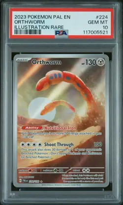 Orthworm 2023 Pokemon Pal EN-Paldea Evolved #224 Illustration Rare PSA 10 - Image 1