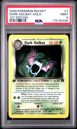 2000 POKEMON ROCKET 1ST ED #7 DARK GOLBAT-HOLO PSA 9 - Image 1