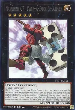 Yugioh! Number 67: Pair-a-Dice Smasher - JUSH-EN058 - Rare - 1st Edition Near Mi - Image 1