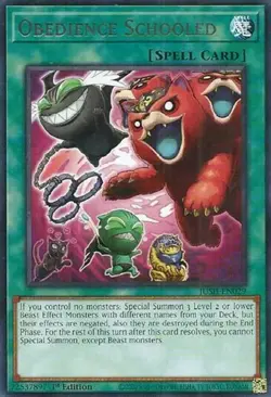 Yugioh! Obedience Schooled - JUSH-EN029 - Rare - 1st Edition Near Mint, English - Image 1