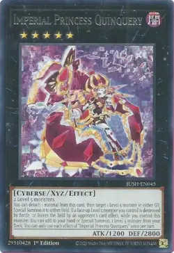 Yugioh! Imperial Princess Quinquery - JUSH-EN045 - Rare - 1st Edition Near Mint, - Image 1