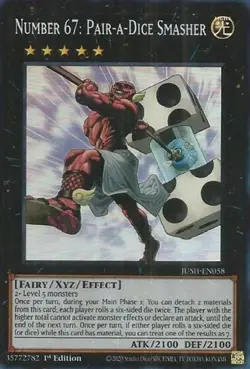 Yugioh! Number 67: Pair-a-Dice Smasher - JUSH-EN058 - Super Rare - 1st Edition N - Image 1