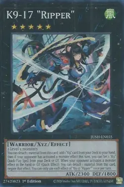 Yugioh! K9-17 "Ripper" - JUSH-EN035 - Super Rare - 1st Edition Near Mint, Englis - Image 1