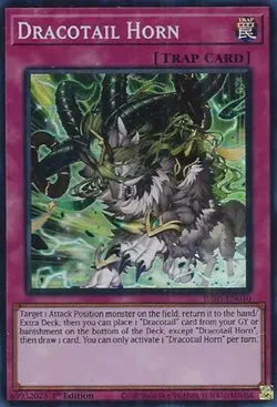 Yugioh! Dracotail Horn - JUSH-EN010 - Super Rare - 1st Edition Near Mint, Englis - Image 1