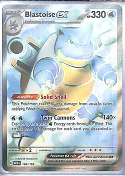 Scarlet and Violet 151 #184/165 Blastoise ex Full Art NM-MT Pokemon Trading Card - Image 1