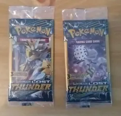 Pokemon Sun & Moon Lost Thunder Sealed 3 Card Pack Complete Art Set Double Packs - Image 1