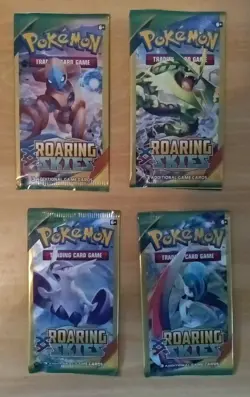 Pokemon XY Roaring Skies 3 Card Mini Booster Packs Complete Art Set Lot of 4 New - Image 1