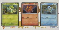 Pokemon 151 Poster Collection Promo Card Set Bulbasaur, Squirtle, Charmander - Image 1