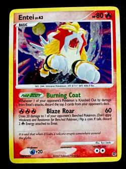 Entei LV 43 4/132 MP Holo Rare Secret Wonders Pokemon Card Moderate Play - Image 1