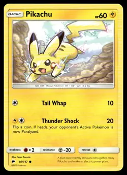 Pikachu SM - Burning Shadows 40/147 LP Pokemon TCG | Buy 1 Get 2 Free - Image 1