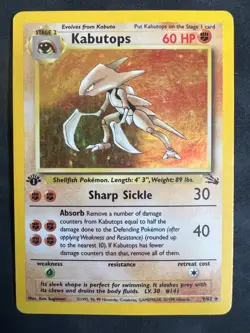 Pokemon TCG Kabutops 9/62 Fossil Holo 1st Edition - HP for geokel_4763 - Image 1