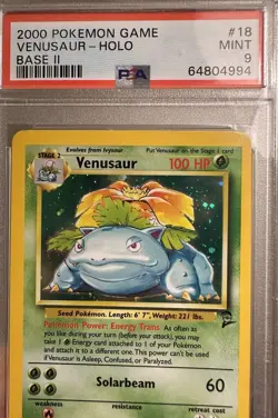 2000 Pokemon Base Set 2 Venusaur #18 English Holo Rare 18/130 - PSA 9 MINT - Image 3