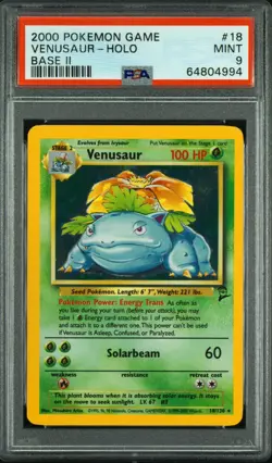 2000 Pokemon Base Set 2 Venusaur #18 English Holo Rare 18/130 - PSA 9 MINT - Image 4