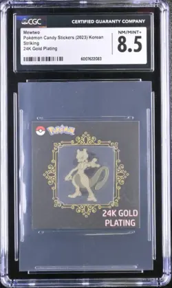 2023 Pokemon Korean 24K Gold Plating Mewtwo Sticker - CGC 8.5 - Image 1