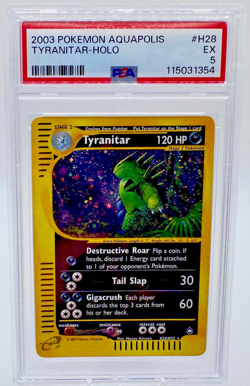 Tyranitar Aquapolis H28/H32 Holo PSA 5 EX Pokemon Cert #115031354 Fresh Grade - Image 1