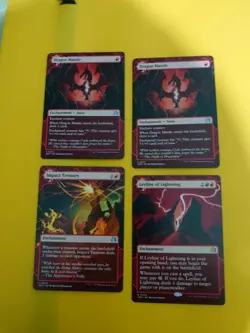 Leyline of Lightning, 2x Dragon MAntle, Impact Tremors MTG 4 Card. WOT - Image 1