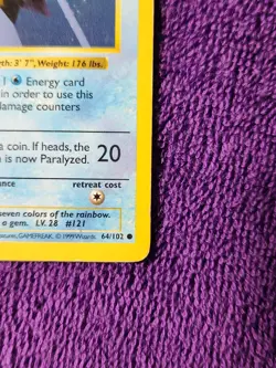 Vintage Starmie 64/102**Shadowless** Base Set Pokemon Card WOTC MP - Image 4