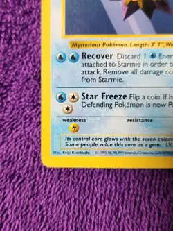 Vintage Starmie 64/102**Shadowless** Base Set Pokemon Card WOTC MP - Image 5