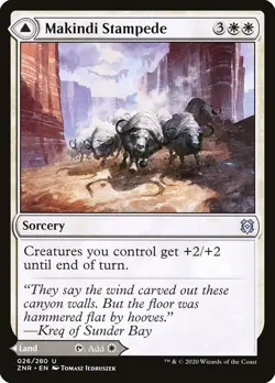 Makindi Stampede/Mesas 26 ZNR Uncommon MTG Foil White Jedruszek Land 2020 - Image 1