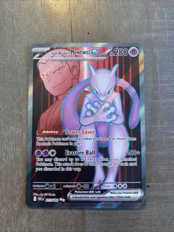 Pokemon Destined Rivals Team Rockets Mewtwo EX Full Art 213/182 English Card - Image 1