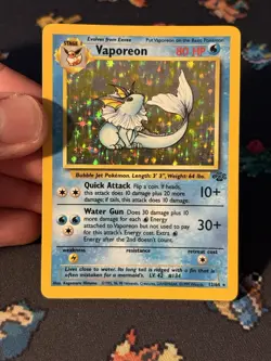 Pokemon Cards Vaporeon 12/64 Holo Rare Jungle UNLIMITED - (LP) - Image 2