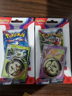 Pokemon TCG Scarlet Violet Blister Pack Spidops/Espathra Promo Card + Coin 13C5 - Image 1
