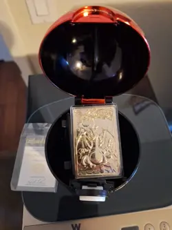 23K Gold Plated CHARIZARD Trading Card 1999 Burger King Pokemon Ball - Image 1