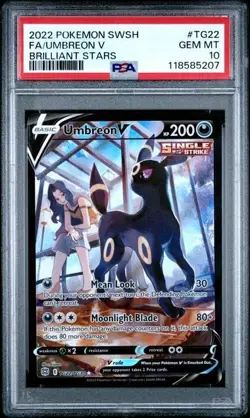 2022 Pokemon Sword & Shield Brilliant Stars Fa Umbreon V #TG22 PSA 10 - Image 1