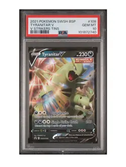 PSA 10 Gem 💎 2021 POKEMON SWSH BLACK STAR PROMO #109 TYRANITAR V V STRIKERS... - Image 1