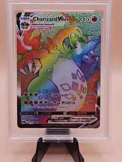 2020 Pokemon SWSH FA/Charizard VMAX Champion's Path Secret Rainbow #074 PSA 9 - Image 2