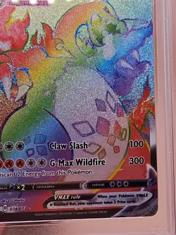 2020 Pokemon SWSH FA/Charizard VMAX Champion's Path Secret Rainbow #074 PSA 9 - Image 3