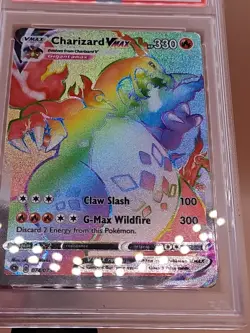 2020 Pokemon SWSH FA/Charizard VMAX Champion's Path Secret Rainbow #074 PSA 9 - Image 5