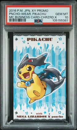 Pokemon Business Japanese Poncho Wearing Pikachu PSA 10 GEM MT Mega Charizard X - Image 3