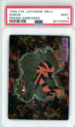 1999 Pokemon Japanese Meiji Promo Embossed Arcanine PSA 9 - Image 1