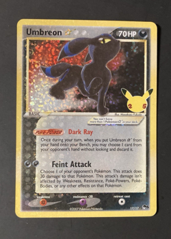 Pokemon Umbreon Gold Star Celebrations: Classic Collection 17/17 NM Card 25th - Image 1