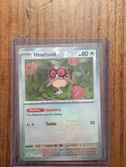 Pokemon TCG Prismatic Evolutions Masterball Textured Hoothoot Card 077/131 - Image 1
