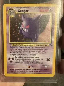 Pokemon Gengar Holographic Trading Card Fossil Set 1999 5/62 - Image 1