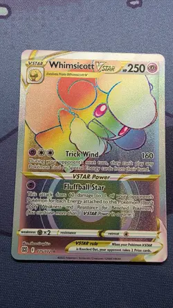 Pokemon TCG Whimsicott VSTAR Rainbow Secret Rare Card Brilliant Stars 175/172 - Image 1