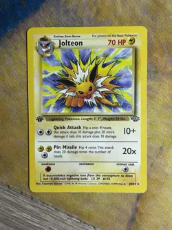 Jolteon 20/64 Jungle First 1st Edition Non Holo Rare Pokemon Card DMG - Image 2